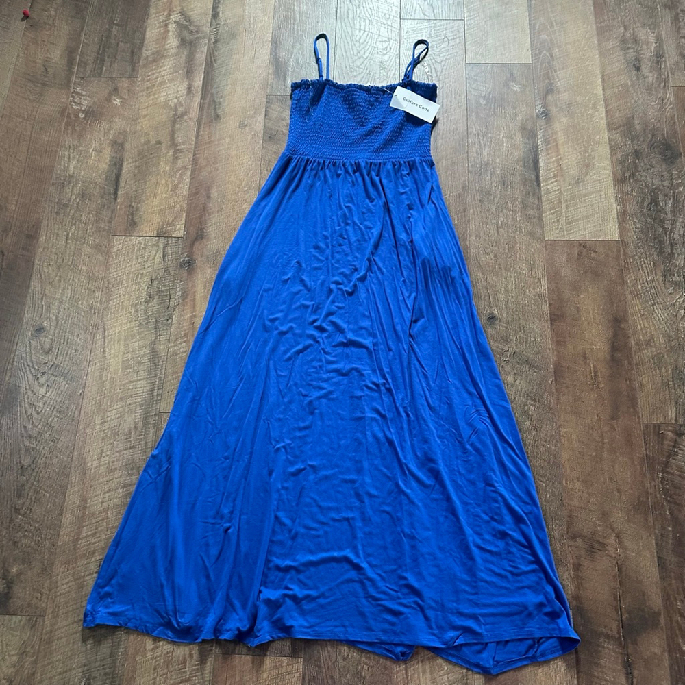 Women's Culture Code Blue Smocked Maxi Dress L